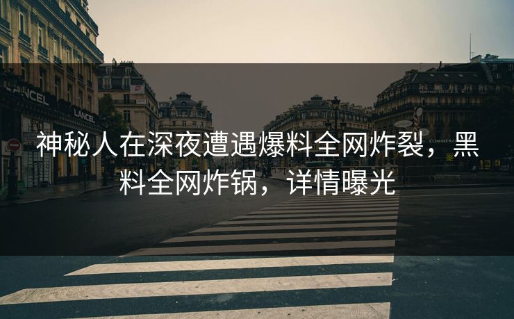 神秘人在深夜遭遇爆料全网炸裂，黑料全网炸锅，详情曝光