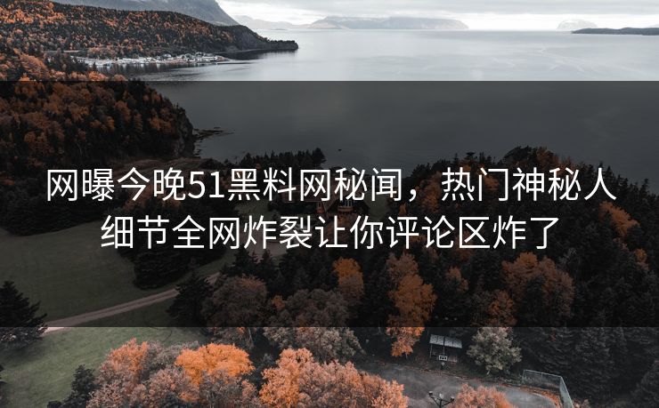 网曝今晚51黑料网秘闻，热门神秘人细节全网炸裂让你评论区炸了