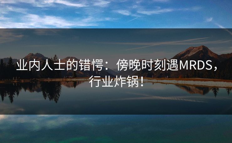 业内人士的错愕：傍晚时刻遇MRDS，行业炸锅！