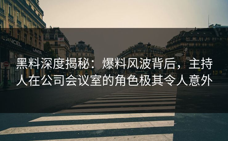黑料深度揭秘：爆料风波背后，主持人在公司会议室的角色极其令人意外