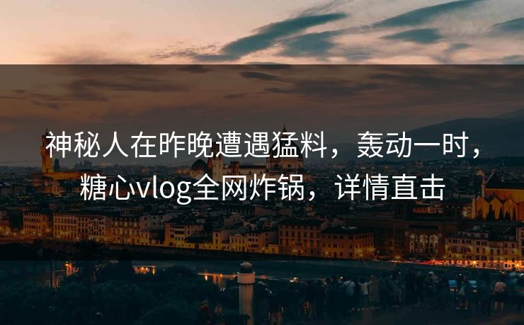 神秘人在昨晚遭遇猛料，轰动一时，糖心vlog全网炸锅，详情直击